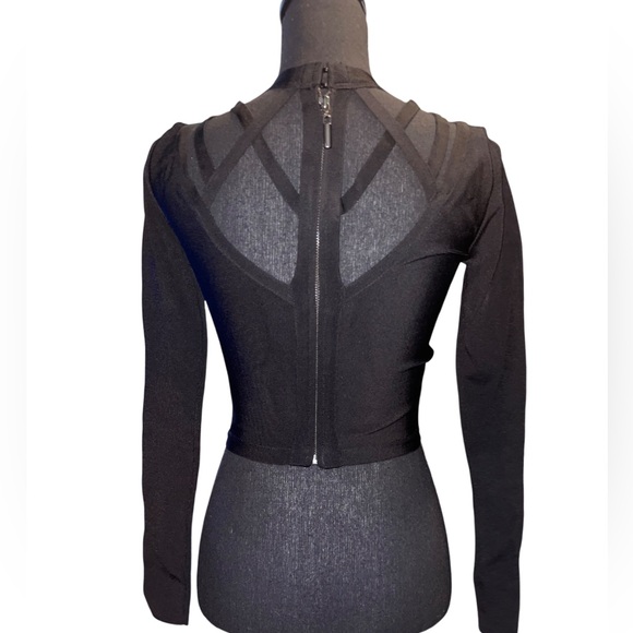 NWT BEBE bandage cut out sexy black shirt - Picture 2 of 3